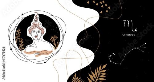 Zodiac background. Constellation Scorpio. The element of water.
