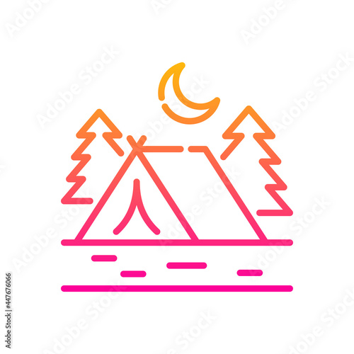 Campsite vector gradient icon style illustration. EPS 10 file