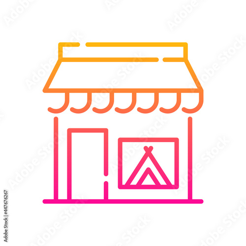 Camping Store vector gradient icon style illustration. EPS 10 file
