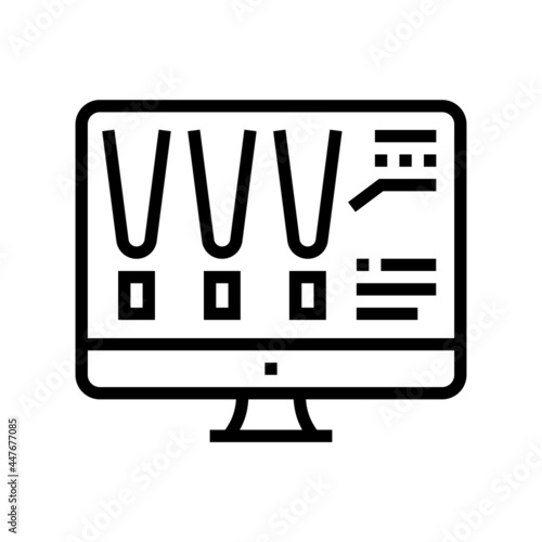 choose color lighting on computer screen line icon vector. choose color lighting on computer screen sign. isolated contour symbol black illustration photo