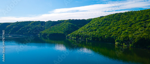 canyon river islands cliff top view