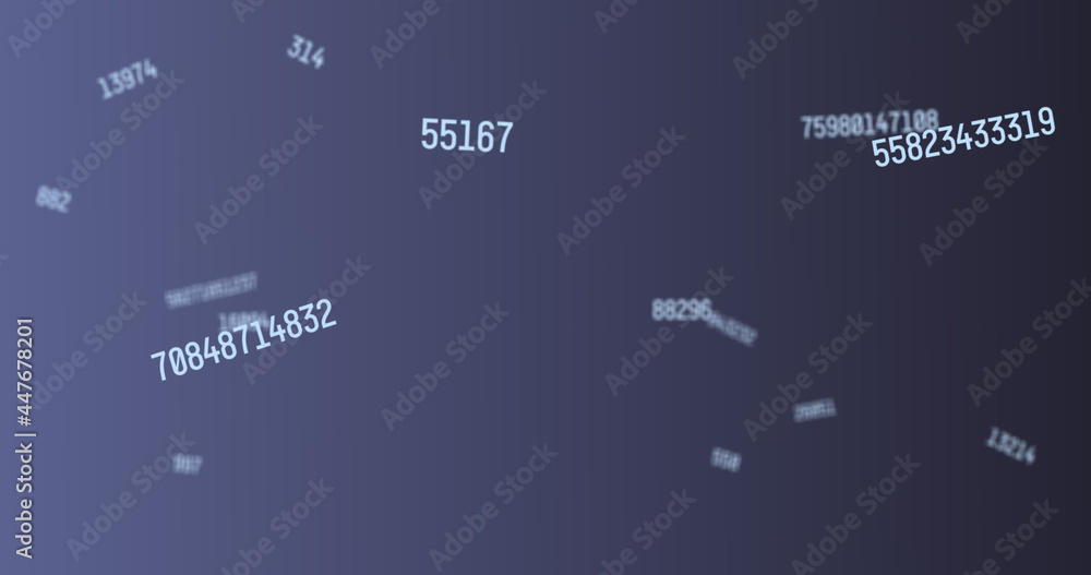 Sets of numbers changing at a fast pace moving towards the left in a vast empty space Sets of numbers changing at a fast pace moving towards the left in a vast empty space