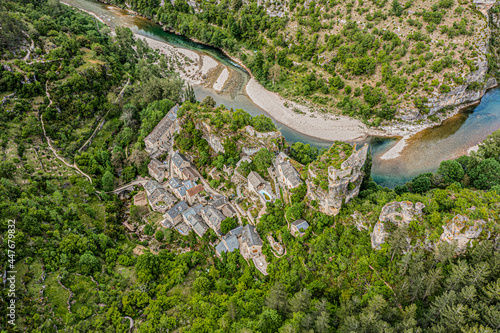 Small french village of Castelbouc in the Gorges du Tarn in France photo