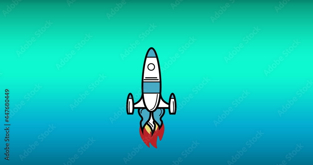 Rocket against blue and green background Rocket against blue and green background