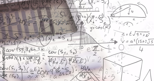 Wallpaper Mural Image of mathematical equations moving on white background Torontodigital.ca