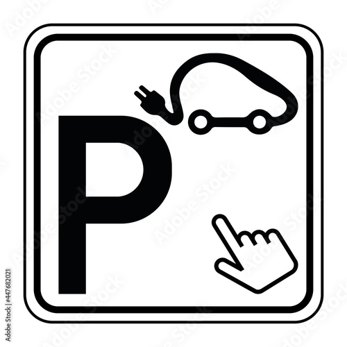 Logo parking véhicule électrique.