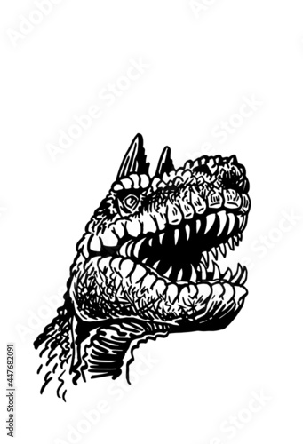 Graphical portrait of  Carnotaurus isolated on white background,vector illustration