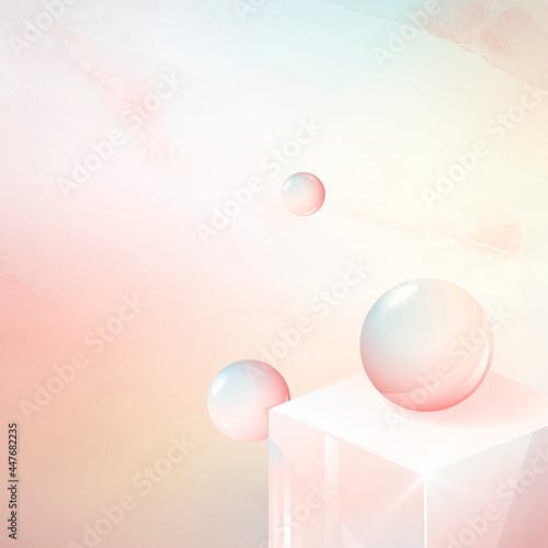 3D cube and sphere abstract design vector