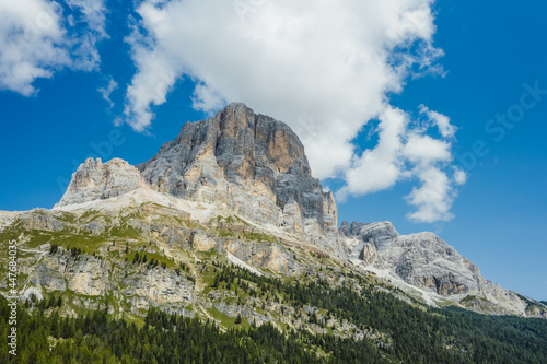 Tofana di Rozes peak view from Passo Falzarego, Dolomites in the Province of Belluno, Veneto, Italy