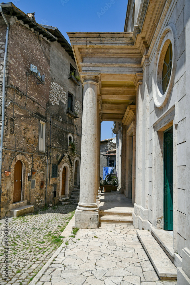 Carpineto Romano, Italy, July 24, 2021. A street in the historic center of a medieval town in the Lazio region.