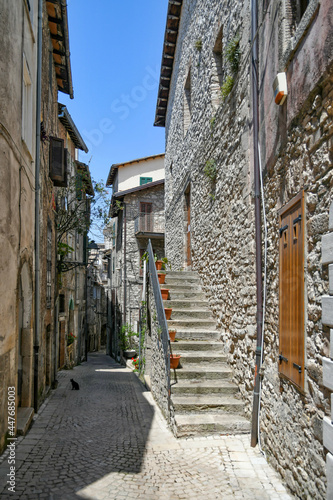 Carpineto Romano, Italy, July 24, 2021. A street in the historic center of a medieval town in the Lazio region. photo