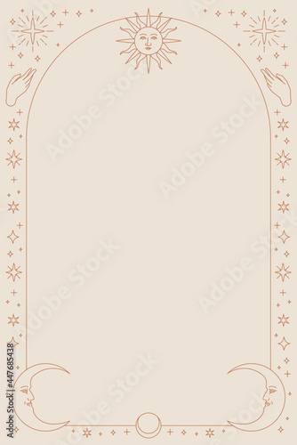 Celestial icons vector phone background with frame on beige