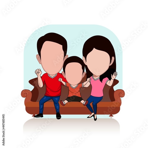 a family sitting together on the sofa