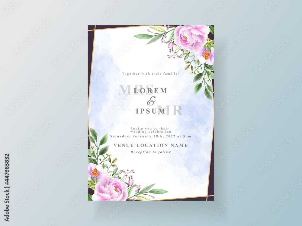Flower painting themed wedding invitation
