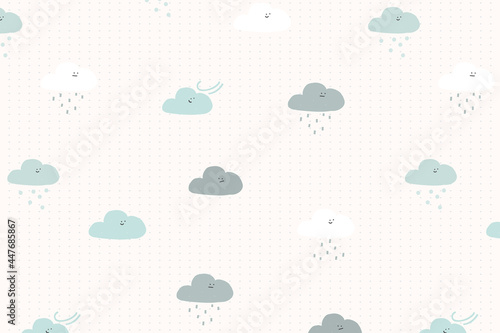 Clouds seamless pattern background vector cute doodle for kids