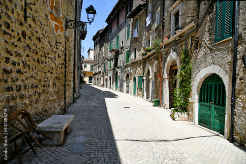 Carpineto Romano, Italy, July 24, 2021. A street in the historic center of a medieval town in the Lazio region.