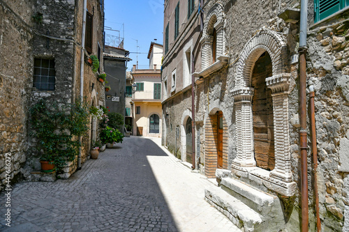 Carpineto Romano, Italy, July 24, 2021. A street in the historic center of a medieval town in the Lazio region. photo