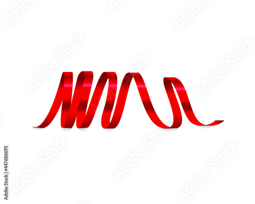 Festive red ribbon isolated on a white background