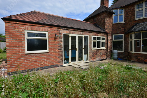 A neglected garden at an empty house in the uk.