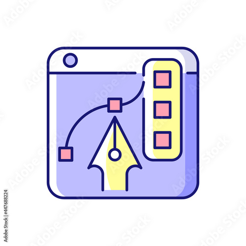 Graphic design platforms RGB color icon. Tool for experienced digital artists. Illustrations editing. Free website for graphic designers. Isolated vector illustration. Simple filled line drawing