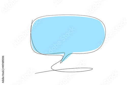 Speech bubble in continuous line drawing. Sketchy talk concept. Outline simple artwork. Vector.