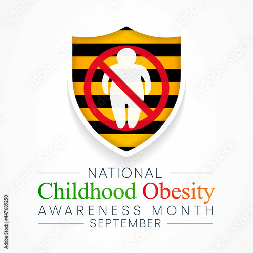 National Childhood Obesity awareness month is observed every year in September to promote healthy growth in children and prevent obesity. Vector illustration