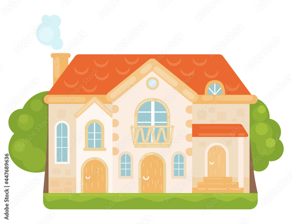 House in cartoon flat style. Simple home. Vector illustration.