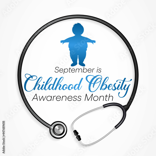 National Childhood Obesity awareness month is observed every year in September to promote healthy growth in children and prevent obesity. Vector illustration