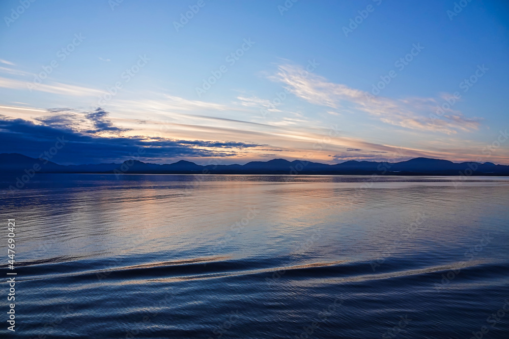 At dusk, some ripples on the surface of the lake. Like an idyllic poem. Ketchikan, Alaska is truly the beginning of the 
