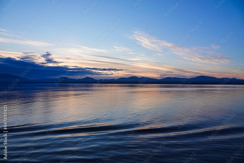Fototapeta premium At dusk, some ripples on the surface of the lake. Like an idyllic poem. Ketchikan, Alaska is truly the beginning of the 