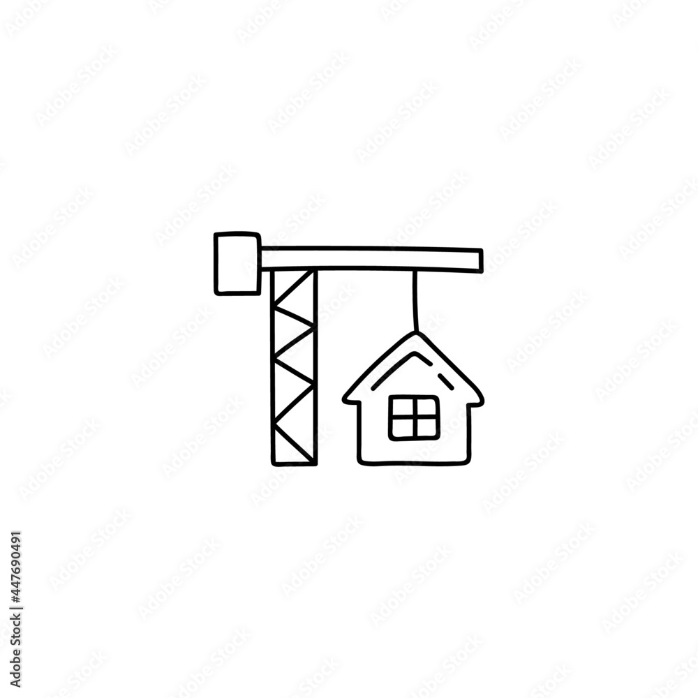Building house, renovation house icon in flat black line style, isolated on white background Building house, renovation house icon in flat black line style, isolated on white background