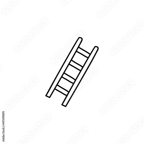 Construction ladder, step ladder icon in flat black line style, isolated on white background 