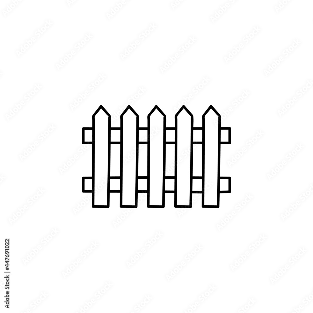 Home fence icon in flat black line style, isolated on white background Home fence icon in flat black line style, isolated on white background