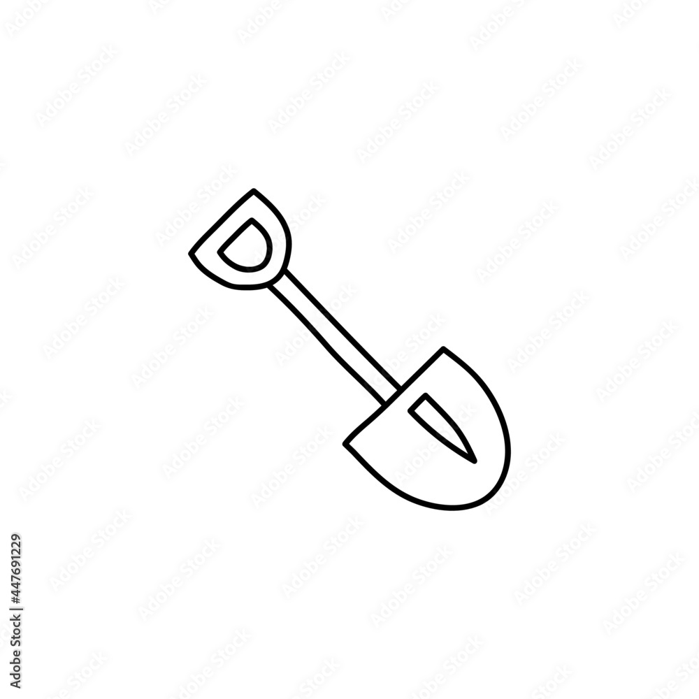 digging farm, gardening shovel icon in flat black line style, isolated on white background digging farm, gardening shovel icon in flat black line style, isolated on white background