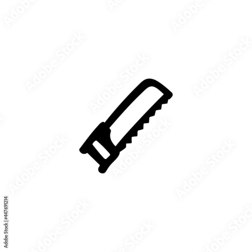 Blade hacksaw tool icon in solid black flat shape glyph icon, isolated on white background 