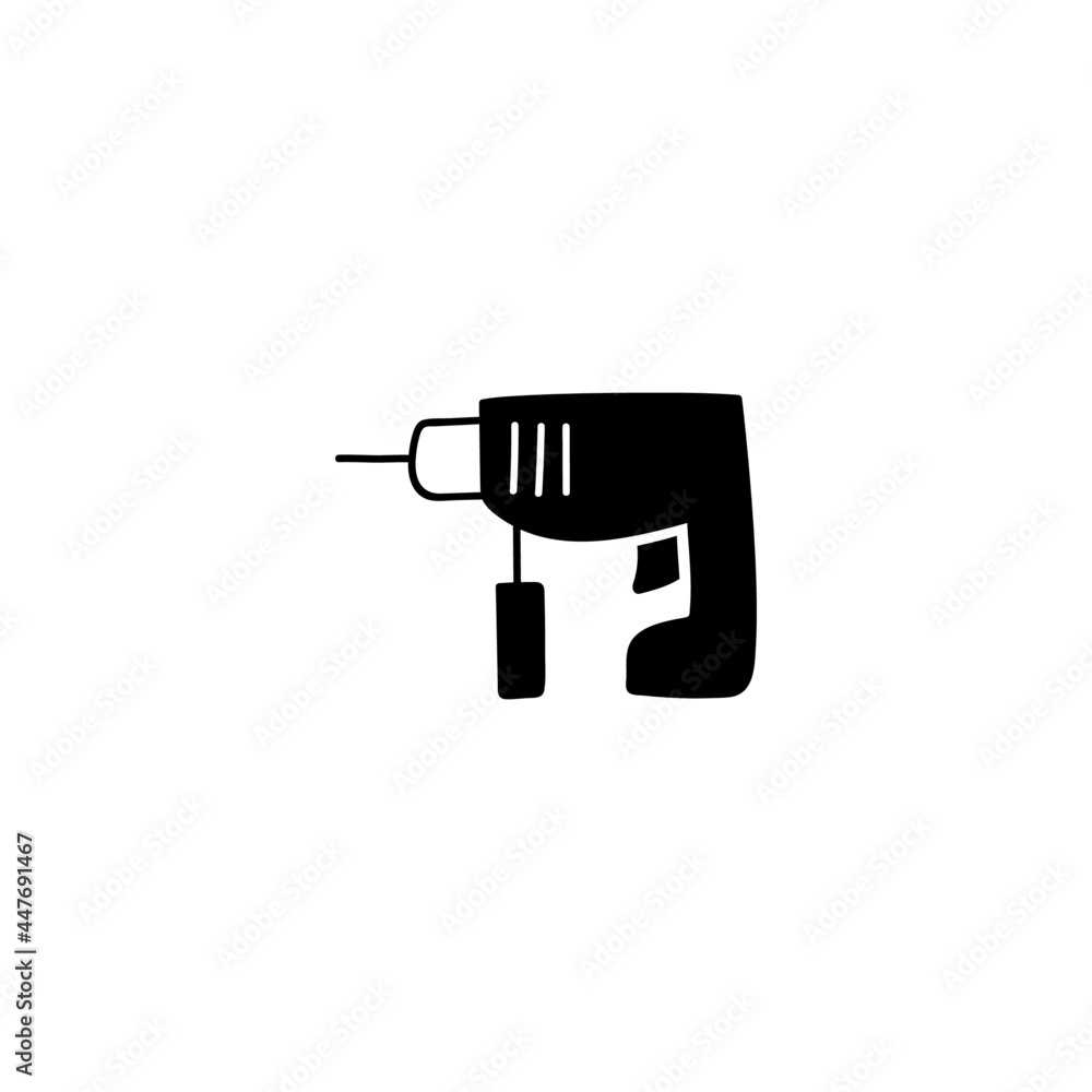 drill tool icon in solid black flat shape glyph icon, isolated on white background drill tool icon in solid black flat shape glyph icon, isolated on white background