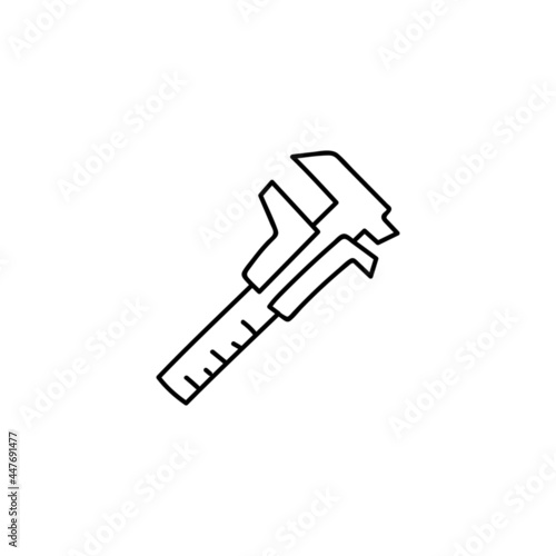 Caliper,  vernier icon in flat black line style, isolated on white background 