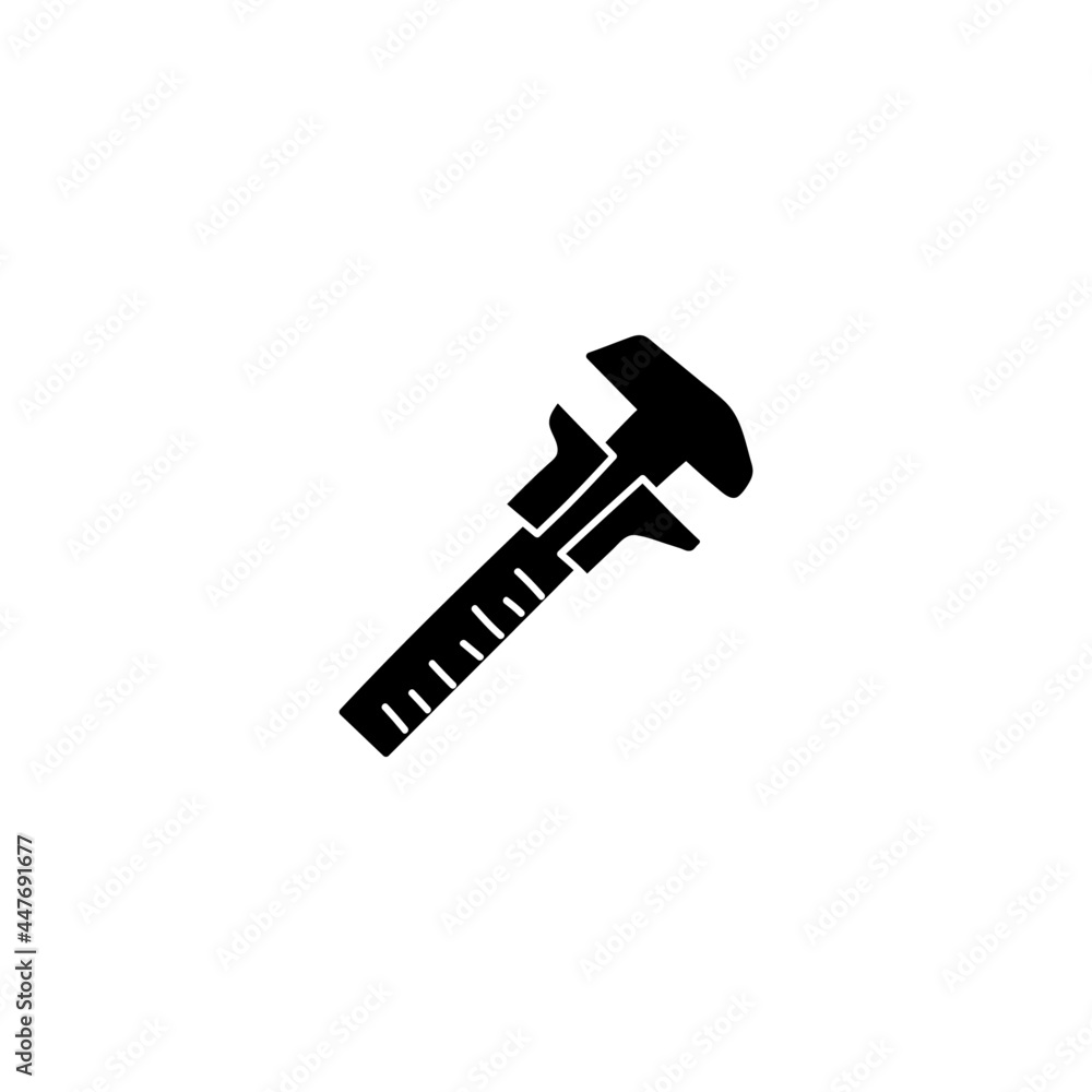 Caliper, vernier icon in solid black flat shape glyph icon, isolated on white background Caliper, vernier icon in solid black flat shape glyph icon, isolated on white background