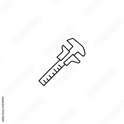 Caliper,  vernier icon in flat black line style, isolated on white background 