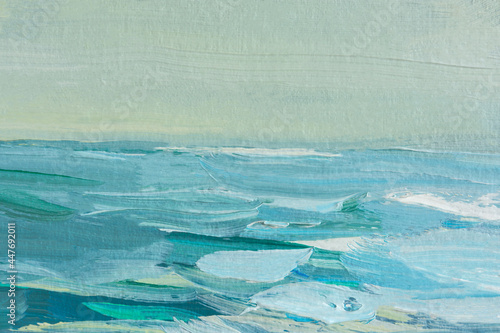 Wallpaper Mural Abstract oil painting blue turquoise sea. Summer art background. Natural light blue wave texture. Impressionism in painting. A sea sketch, a fragment of a painting. Macro texture . Contemporary art Torontodigital.ca