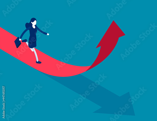 Running up arrow direction. Business growth vector illustration