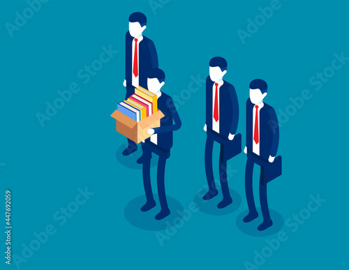 Employees was fired from a team. Isometric business vector illustration