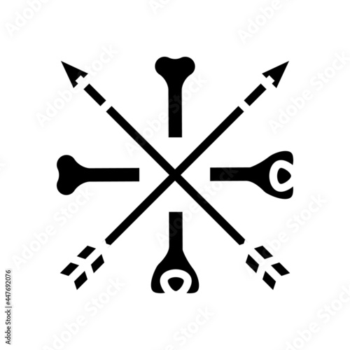 bones and arrows boho glyph icon vector. bones and arrows boho sign. isolated contour symbol black illustration