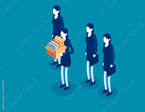 Employees was fired from a team. Isometric business vector illustration