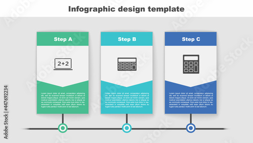 Set Chalkboard, Calculator and . Business infographic template. Vector