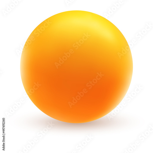 Orange ball isolated on white background. Plastic toy in realistic style. Vector illustration.