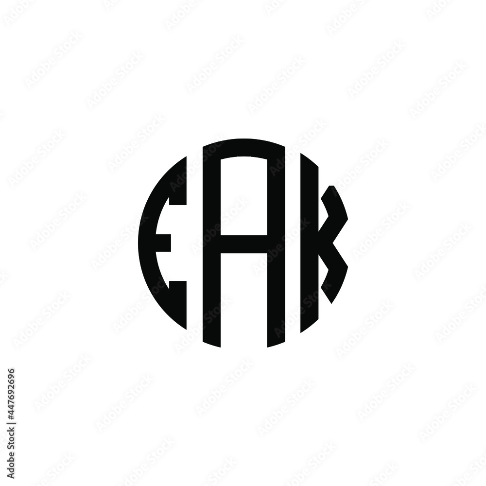 EAK letter logo design. EAK letter in circle shape. EAK Creative three ...