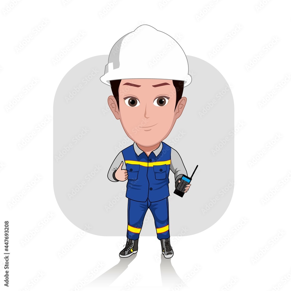 Cartoon Caricature Of A Man Is Working As An Engineer Stock Vector