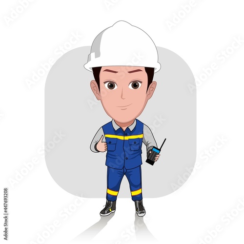 
cartoon caricature of a man is working as an engineer