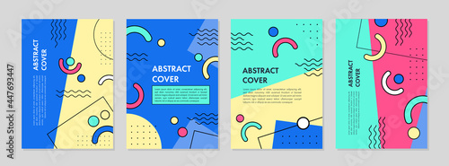 Set of abstract geometric memphis templates. Universal cover Designs for Annual Report, Brochures, Flyers, Presentations, Leaflet, Magazine.